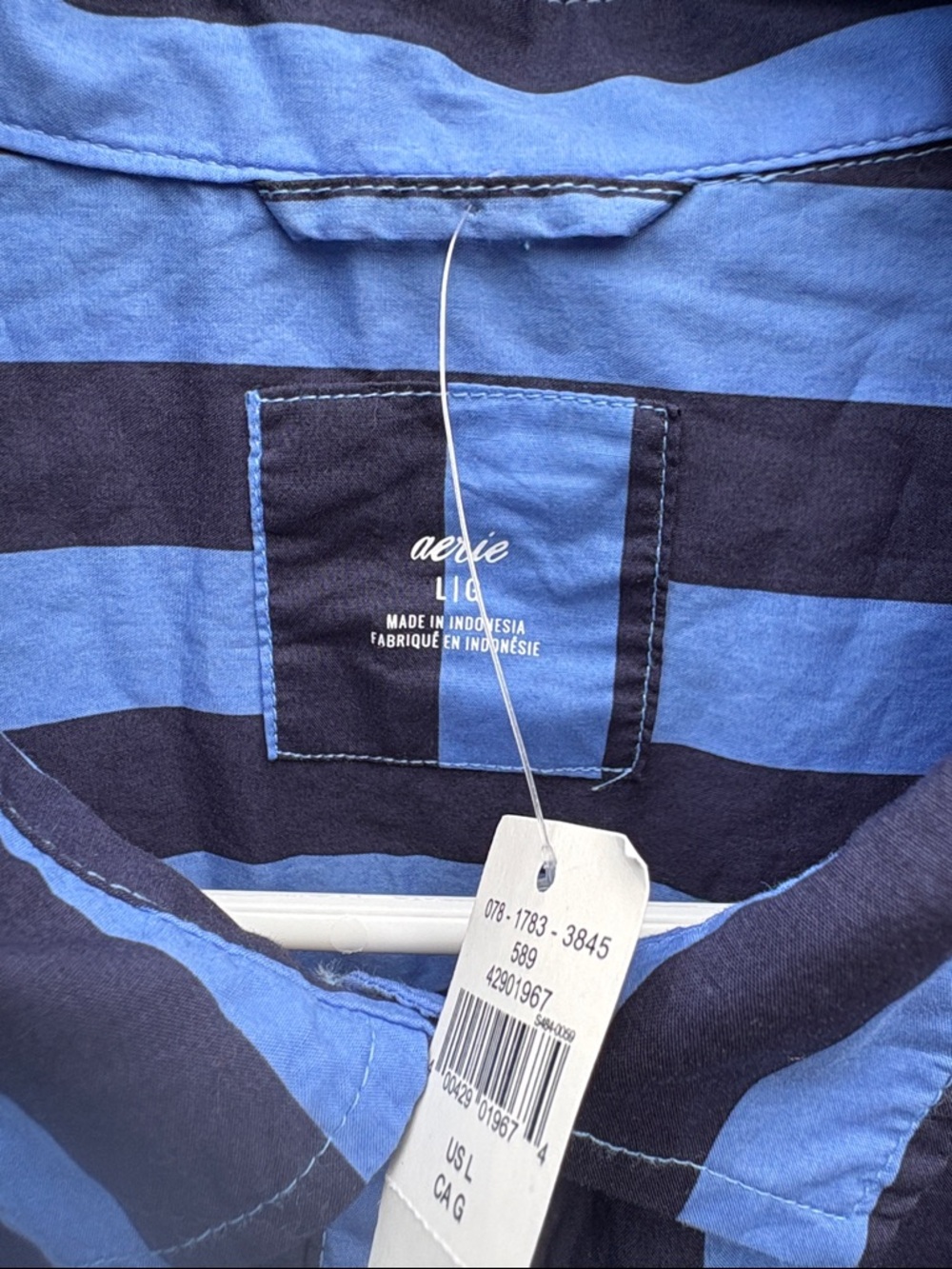 NWT Aerie Anytime Fave oversized Button Down Striped Top Size Large - Picture 4 of 11